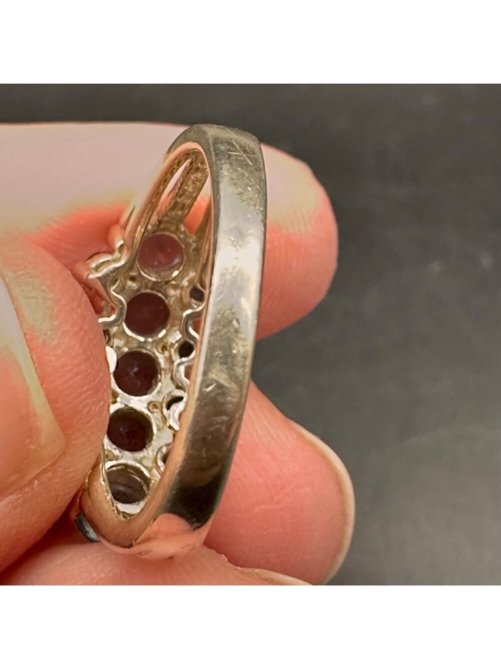 Vintage Sterling Silver Blue Topaz Sapphire Ring 3 Rows Double Split Band Size 6 - Picture 10 of 11